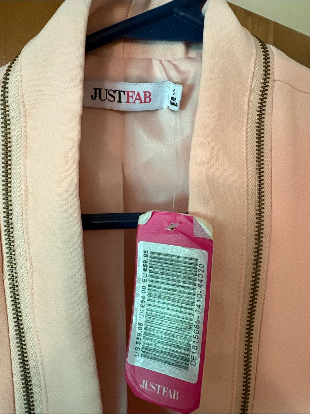 JustFab Women's Light Pink Zip-Trim Jacket